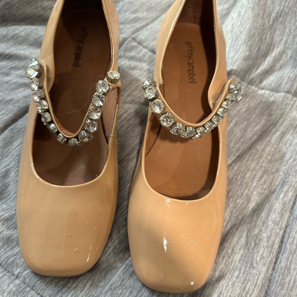 Jeffrey Campbell Nude Heels with Crystal Accents
